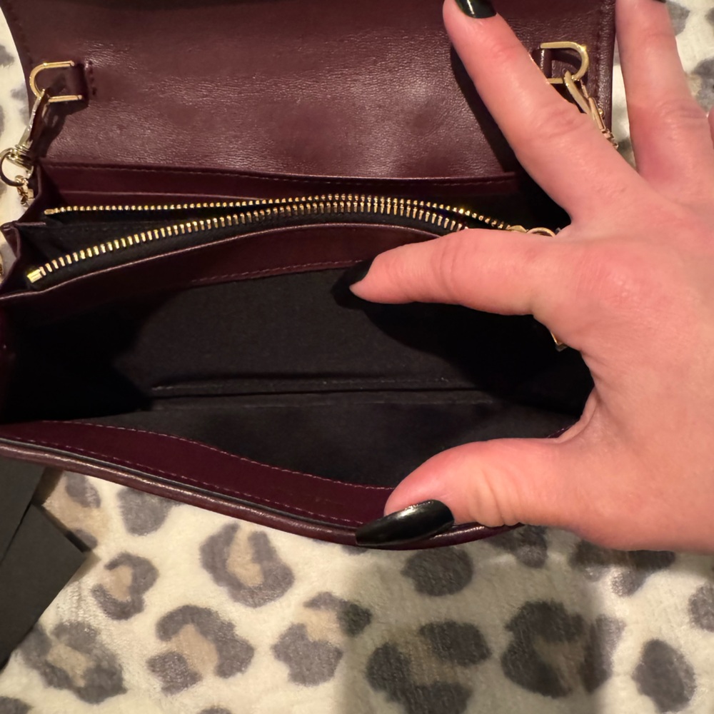 Moschino Quilted Crossbody Bag in Deep Wine with Gold Hardware - Picture 9 of 12